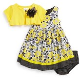 Thumbnail for your product : Iris & Ivy Print Poplin Dress, Cardigan & Bloomers (Baby Girls)