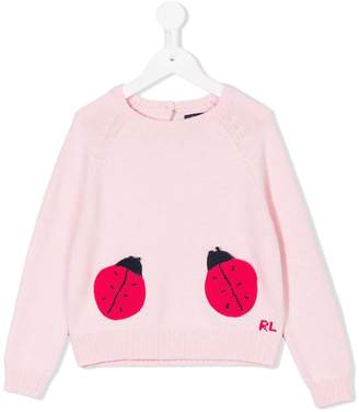 Ralph Lauren Kids ladybug embroidered jumper