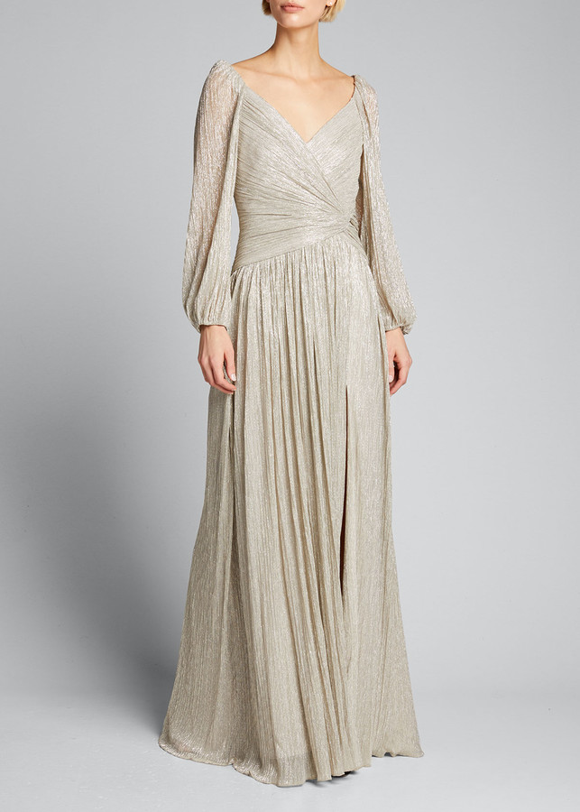 jonathan simkhai plisse lame maxi dress