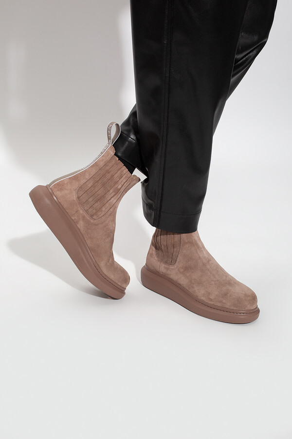 Alexander McQueen Suede Chelsea Boots Men's Beige - ShopStyle