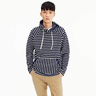 Tall reverse french terry fleece hoodie in blue stripe