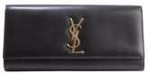 Thumbnail for your product : Saint Laurent black leather 'Cassandre' logo emblem detail clutch