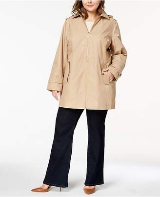 Michael Kors Michael Kors Plus Size Hooded Zip-Front Raincoat