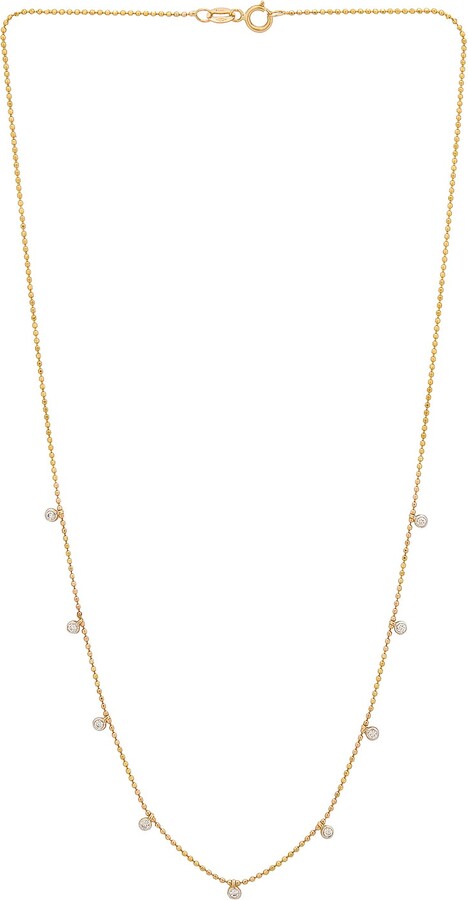 STONE AND STRAND Teeny Dangling Diamond Bead Chain Necklace in Metallic Gold