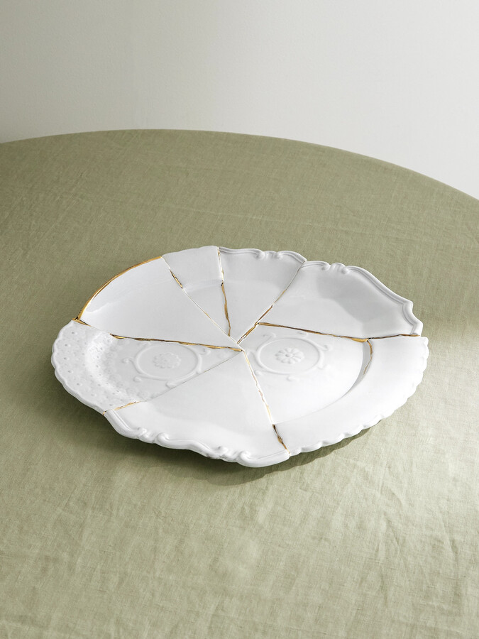 Astier De Villatte - + Sacai Kintsugi Gold-plated Ceramic Platter - White