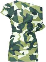 Thumbnail for your product : Junya Watanabe asymmetric graphic camouflage print top