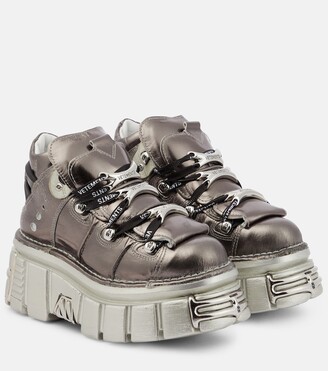 Vetements x New Rock metallic leather platform sneakers - ShopStyle