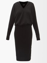 V-neck Cashmere Sweater Dress - Black 