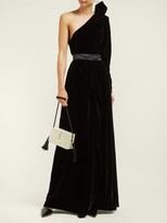 Thumbnail for your product : Vika Gazinskaya High-rise Wrap-front Wide-leg Velvet Trousers - Black