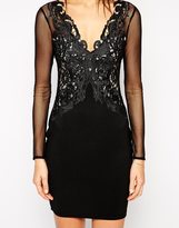 Thumbnail for your product : Lipsy Michelle Keegan Loves Lace Applique Bodycon Dress With Mesh Detail