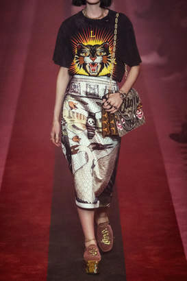 Gucci Dionysus Appliquéd Printed Coated-canvas And Watersnake Shoulder Bag - Beige
