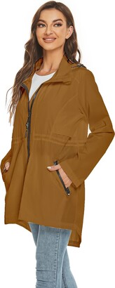 MODFUL Women Long Sleeve Rainproof Jacket Waterproof Windbreaker Hooded Lightweight Windproof Outdoor Coat