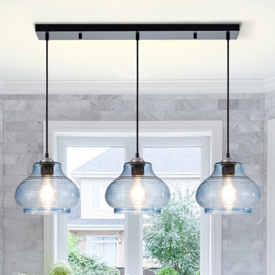 Breakwater Bay Berngar 3-light Kitchen Island Pendant Light With Seed Glass Shade