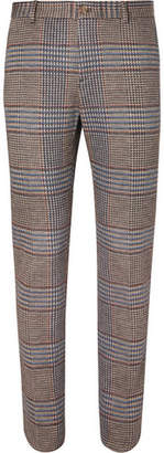 Etro Brown Slim-fit Prince Of Wales Checked Cotton And Wool-blend Suit Trousers - Brown
