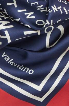 Valentino Chevron Logo Silk Square Scarf