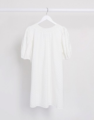 And other stories & organic cotton embroidered smock dress in white