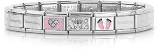 Nomination Classic Mamma Stainless Steel Women's Bracelet w/Pink Symbols and Cubic Zirconia