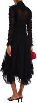 Thumbnail for your product : Zimmermann Lace-trimmed Ruffled Flocked Silk-georgette Midi Dress