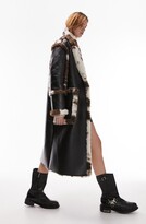 Thumbnail for your product : Topshop Reversible Faux Leather & Faux Shearling Belted Coat