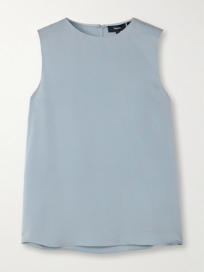 Theory Silk-satin Blouse - Blue