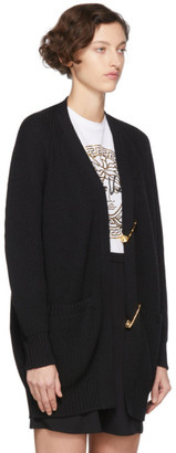 Versace Black Wool Safety Pin Cardigan