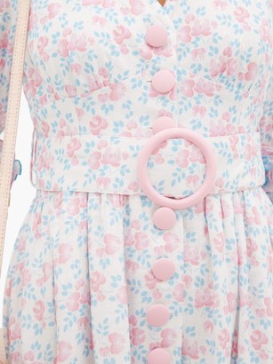 Gül Hürgel Ruffled Sleeve Floral-print Linen Dress - Pink Multi