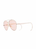 Thumbnail for your product : Chloé Sunglasses Edith pilot-frame leather-trim sunglasses