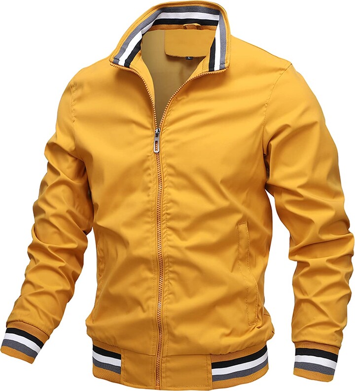 Ophestin Mens Bomber Jacket Yellow Top Jackets for Men Military Jackets  Windproof Jackets Summer Jacket Sport Jackets Multi Pockets XL - ShopStyle