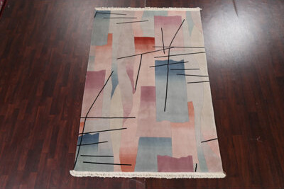Rugsource Vegetable Dye Art Deco Oriental Wool Rug Hand-Knotted 5'8\