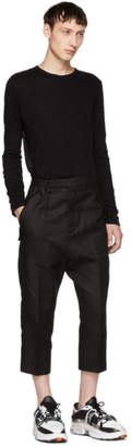 Rick Owens Black Cropped Cargo Trousers