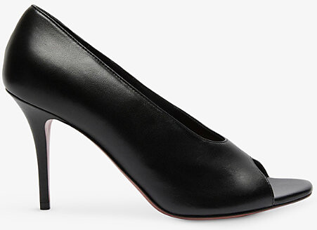 Amina Muaddi Womens Black Julianne Peep-Toe Leather Pumps Eur 39 / 6 Uk Women