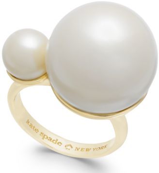 Kate Spade 14k Gold-Plated Double Imitation Pearl Statement Ring