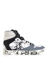 Thumbnail for your product : Balenciaga Marble-effect leather and suede trainers