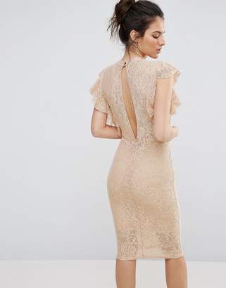 TFNC Lace Midi Dress with Frill Detail