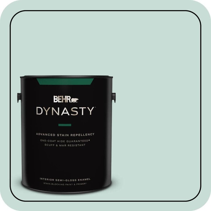 BEHR DYNASTY 1 gal. #MQ3-20 Whipped Mint One-Coat Hide Semi-Gloss Enamel Interior Stain-Blocking Paint & Primer