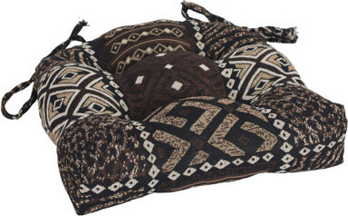 Blazing Needles 16-Inch Rounded Back Woven Tapestry Tufted Chair Cushions (Set Of 4)