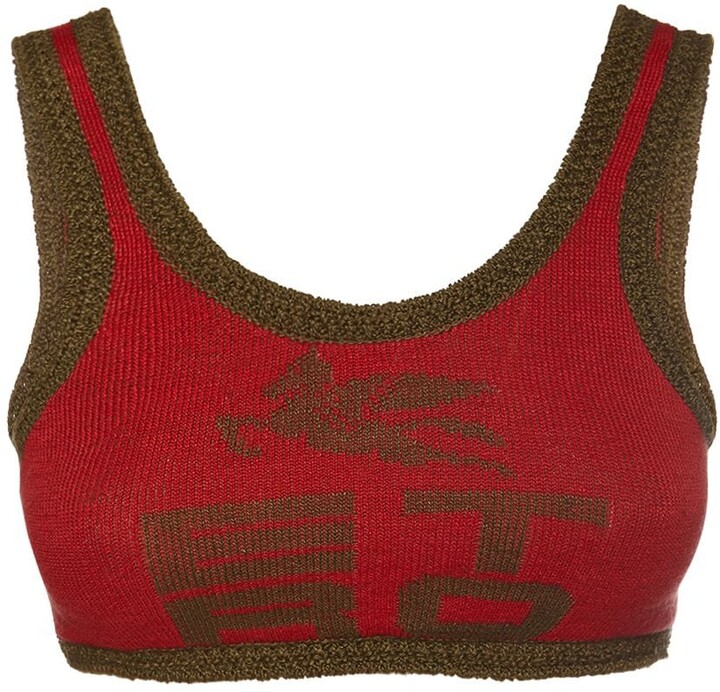 Etro Logo knitted contrast tone bra top - ShopStyle