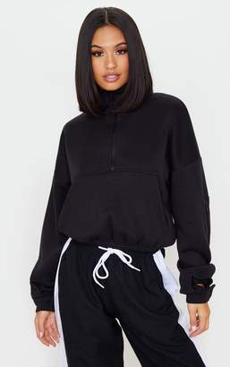 PrettyLittleThing Black Oversized Zip Front Sweater