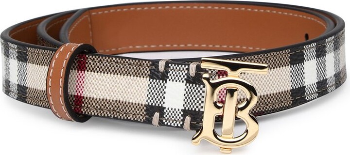 Burberry TB Plaque Checked Buckle Belt - ShopStyle