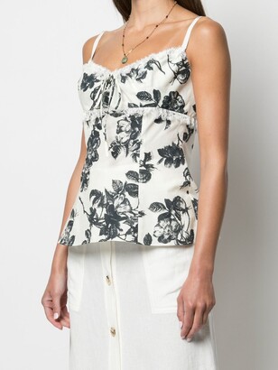 Brock Collection Floral-Print Sleeveless Cotton Top