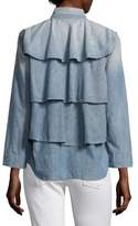 Thumbnail for your product : Amo Ruffle Army Chambray Jacket