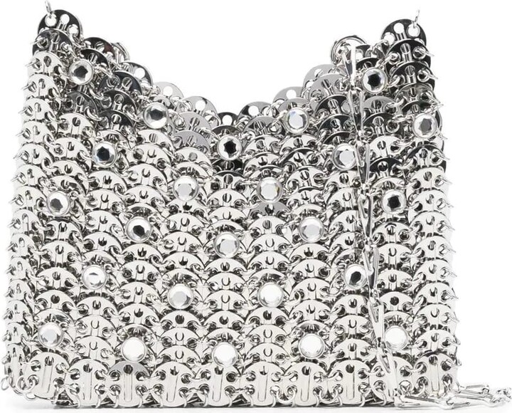 Iconic Silver Micro 1969 Bag embellished with Rhinestones