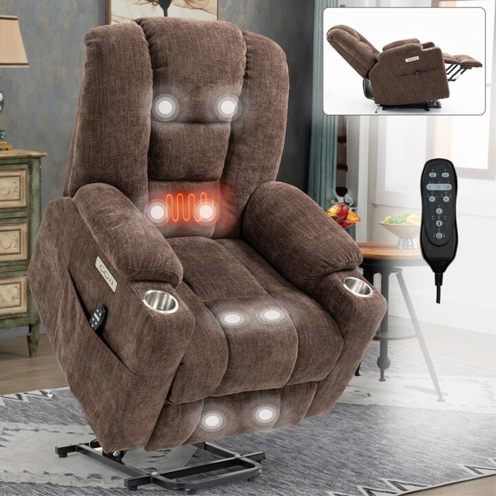 Streamdale Furniture Streamdale Massage Recliner with Heat and Usb Ports for Elderly
