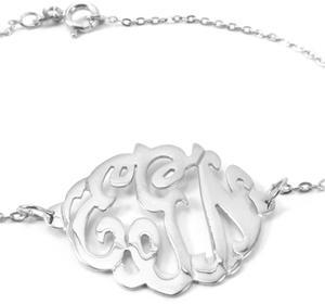 Ily Couture Monogram 3 Letters Bracelet- Silver