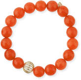 Thumbnail for your product : Sydney Evan Orange Agate Beaded Bracelet with Diamond Bezel Ball