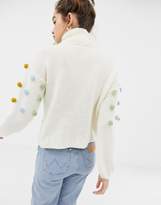 Thumbnail for your product : Oneon OneOn exclusive hand knitted multicoloured pom pom jumper