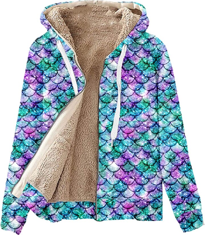 WEGUKRI 3D Fish Scales Print Fleece Hoodies ShopStyle