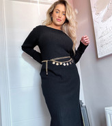 Thumbnail for your product : ASOS Curve ASOS DESIGN Curve crew neck ribbed midi dress