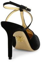Thumbnail for your product : Charlotte Olympia Rising Star Velvet & Satin T-Strap Pumps
