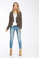 Thumbnail for your product : Forever 21 contemporary collarless draped open-front jacket